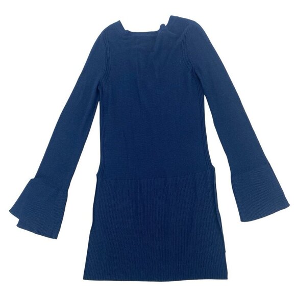 Free People Side Slit Bell Sleeve Tunic Top Size XS Blue Knit Rayon Boho - Picture 2 of 12